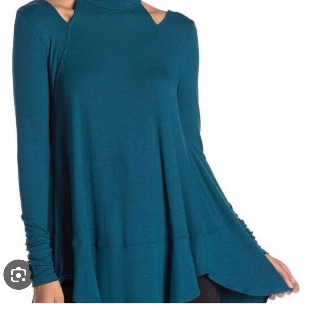 Free People Women’s Small Cutout Downtown Girl Top Palace Blue NWT